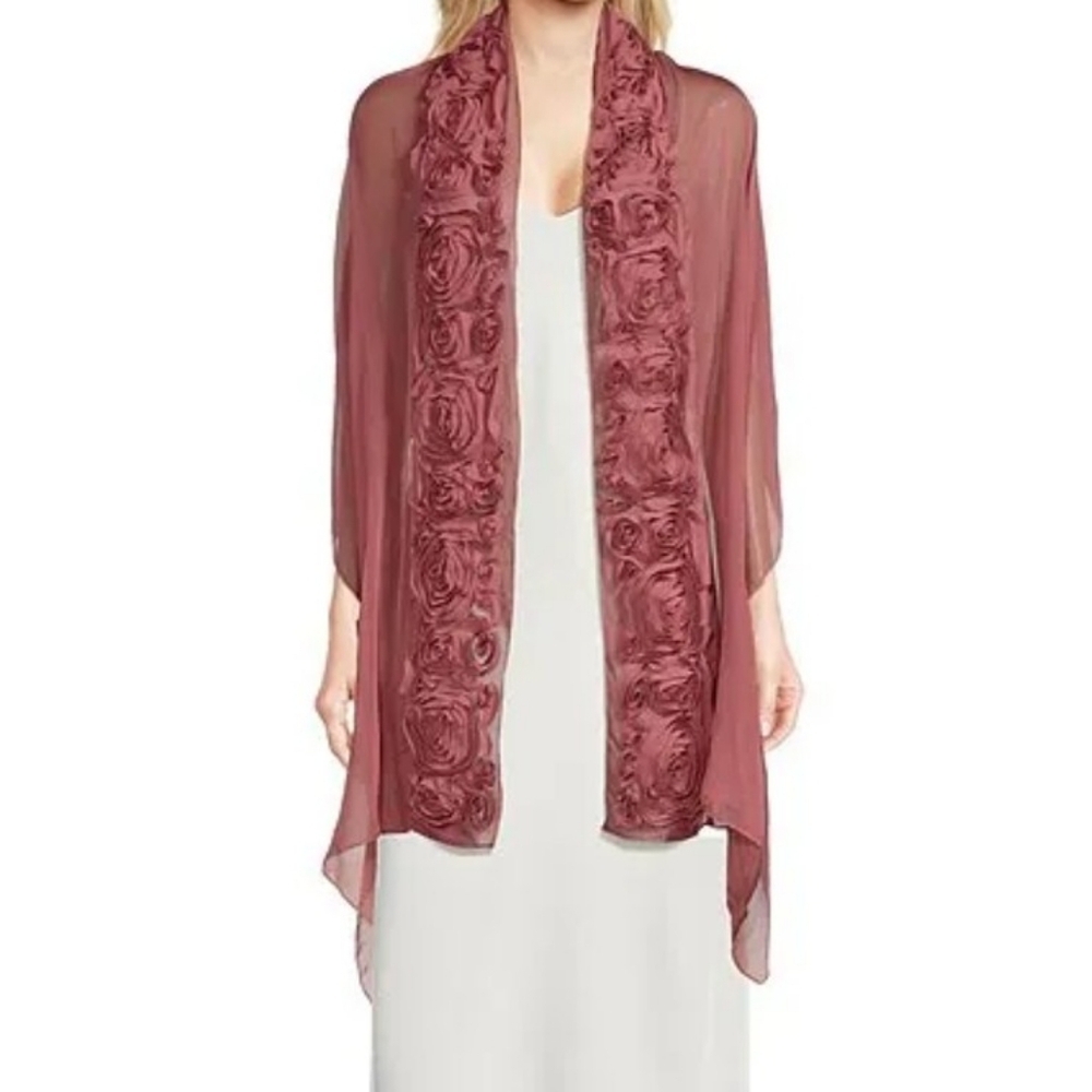 CEZANNE Mauve Rosette Sheer Wrap Scarf
